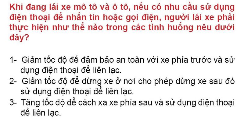 Nội dung câu hỏi thi bằng lái xe số 262