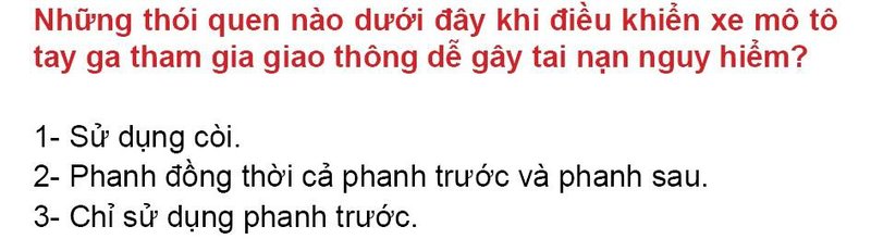 Nội dung câu hỏi thi bằng lái xe số 263