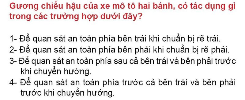 Nội dung câu hỏi thi bằng lái xe số 267