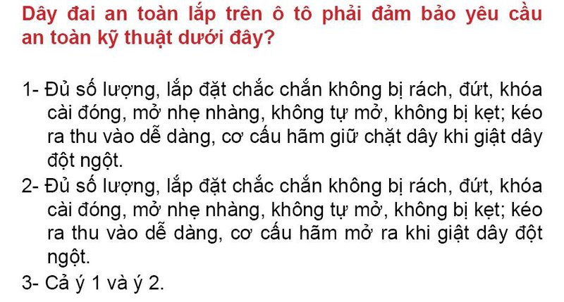 Nội dung câu hỏi thi bằng lái xe số 280