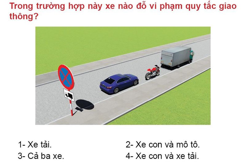 Nội dung câu hỏi thi bằng lái xe số 505