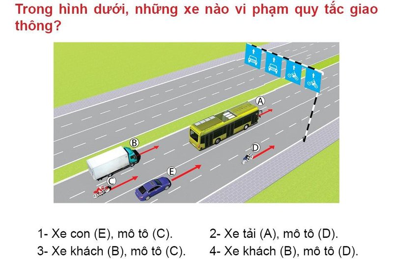 Nội dung câu hỏi thi bằng lái xe số 543